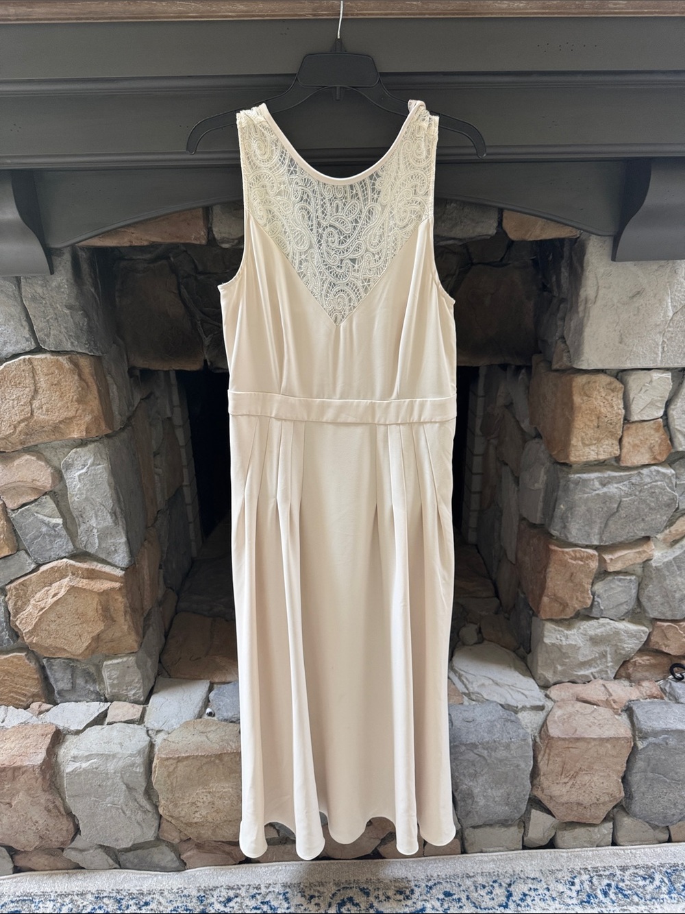 RACHEL Rachel Roy Cream Midi Dress with Lace Y-Back